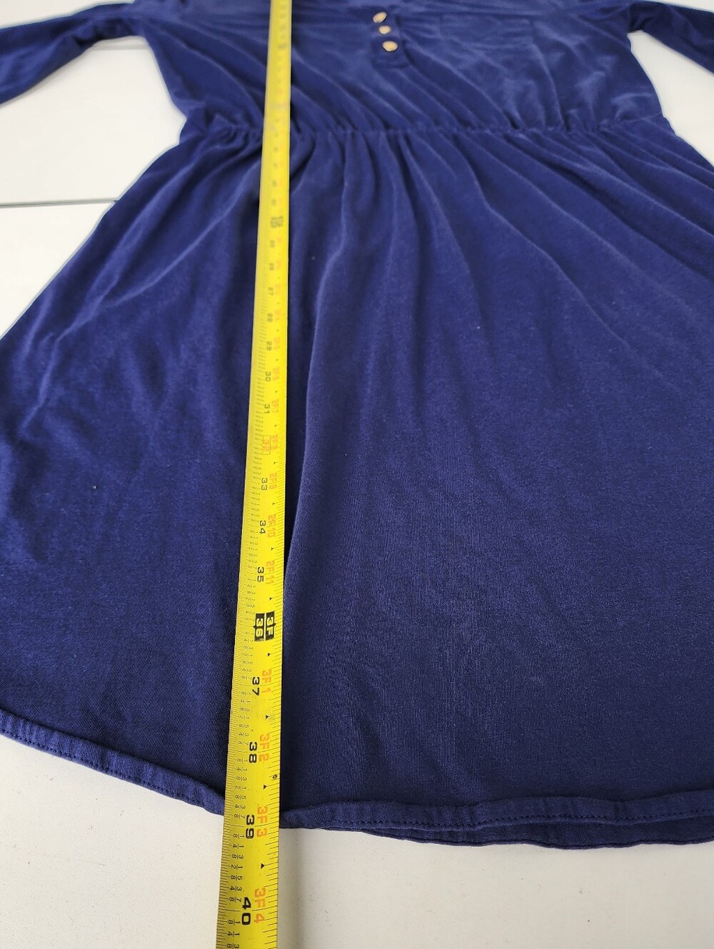 LILLY PULITZER Beckett Blouson Jersey Dress Navy Blue 3/4 Sleeve Pima Cotton M - Picture 14 of 16